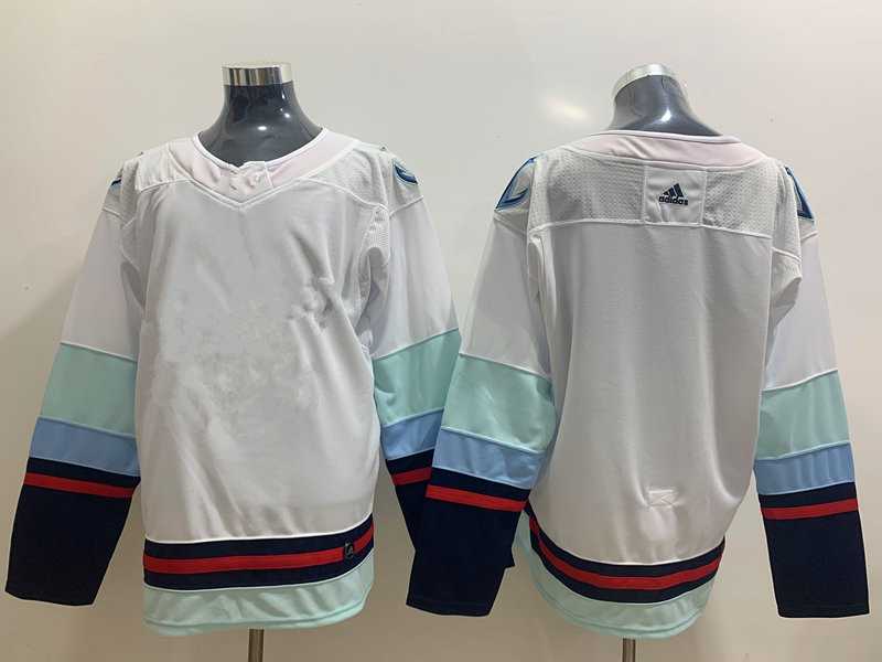 Youth Seattle Kraken Blank Navy White Stitched Adidas NHL Jersey